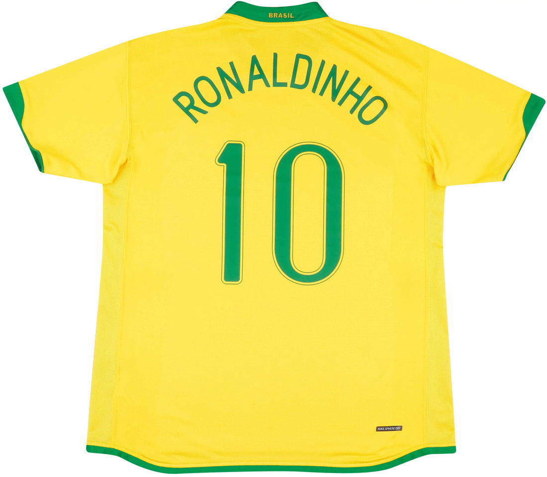 Brazil Retro Home 06/08 Ronaldinho #10